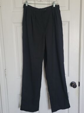 VTG Giorgio Sant'Angelo 100% Wool Pleated Trousers Black Pants Sz 12 Fits Sz 6/8